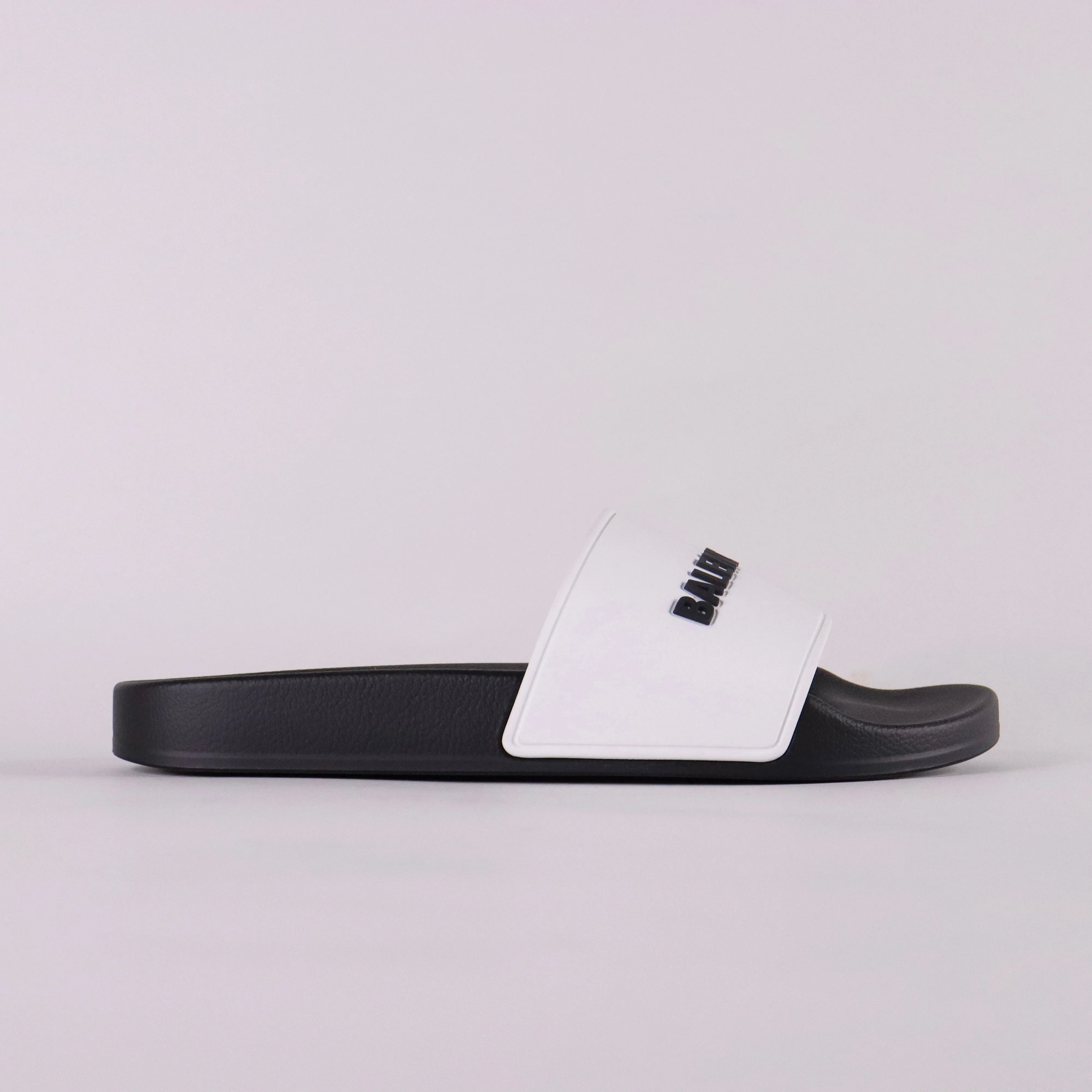 BALENCIAGA Bicolor Rubber Logo Pool Slides
