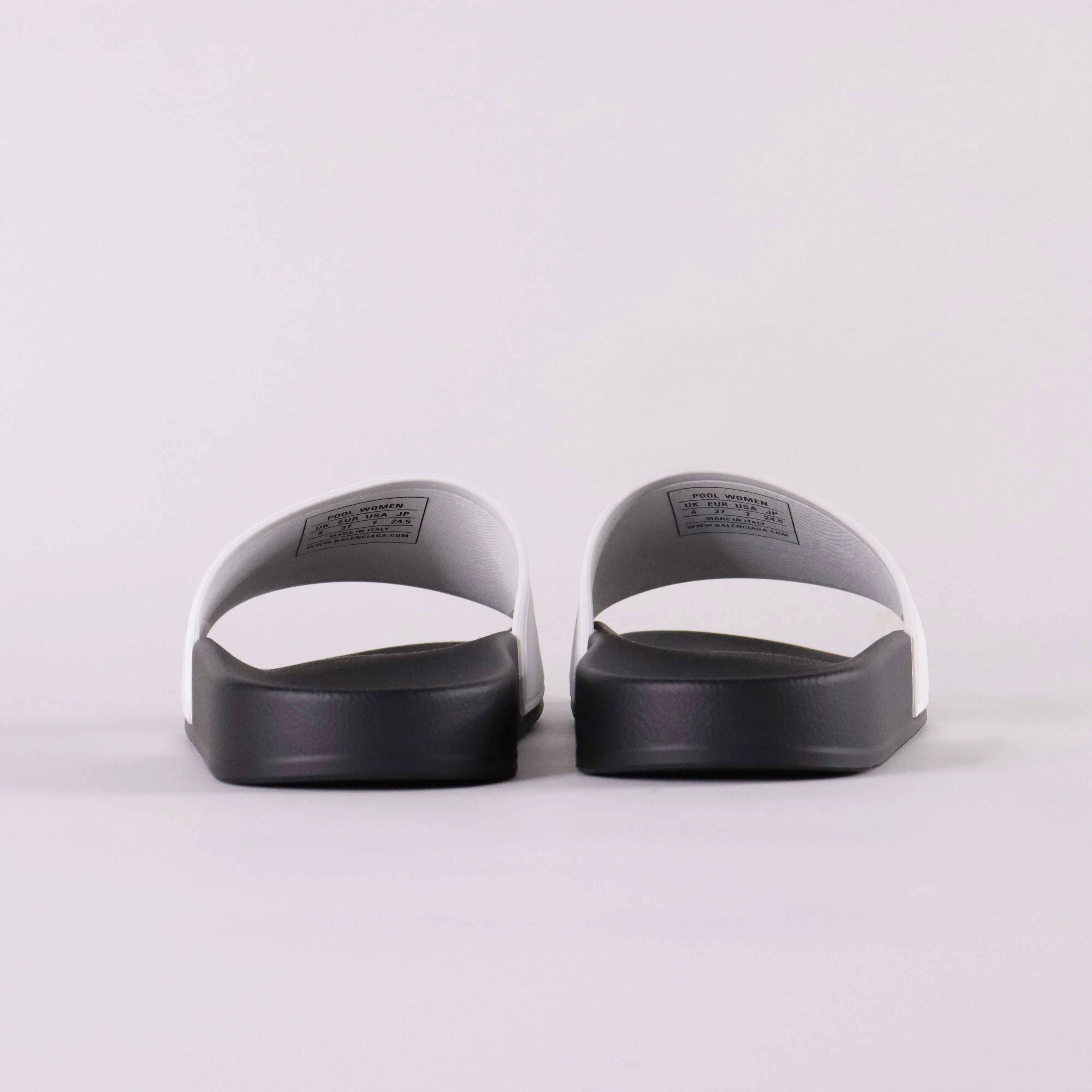 BALENCIAGA Bicolor Rubber Logo Pool Slides