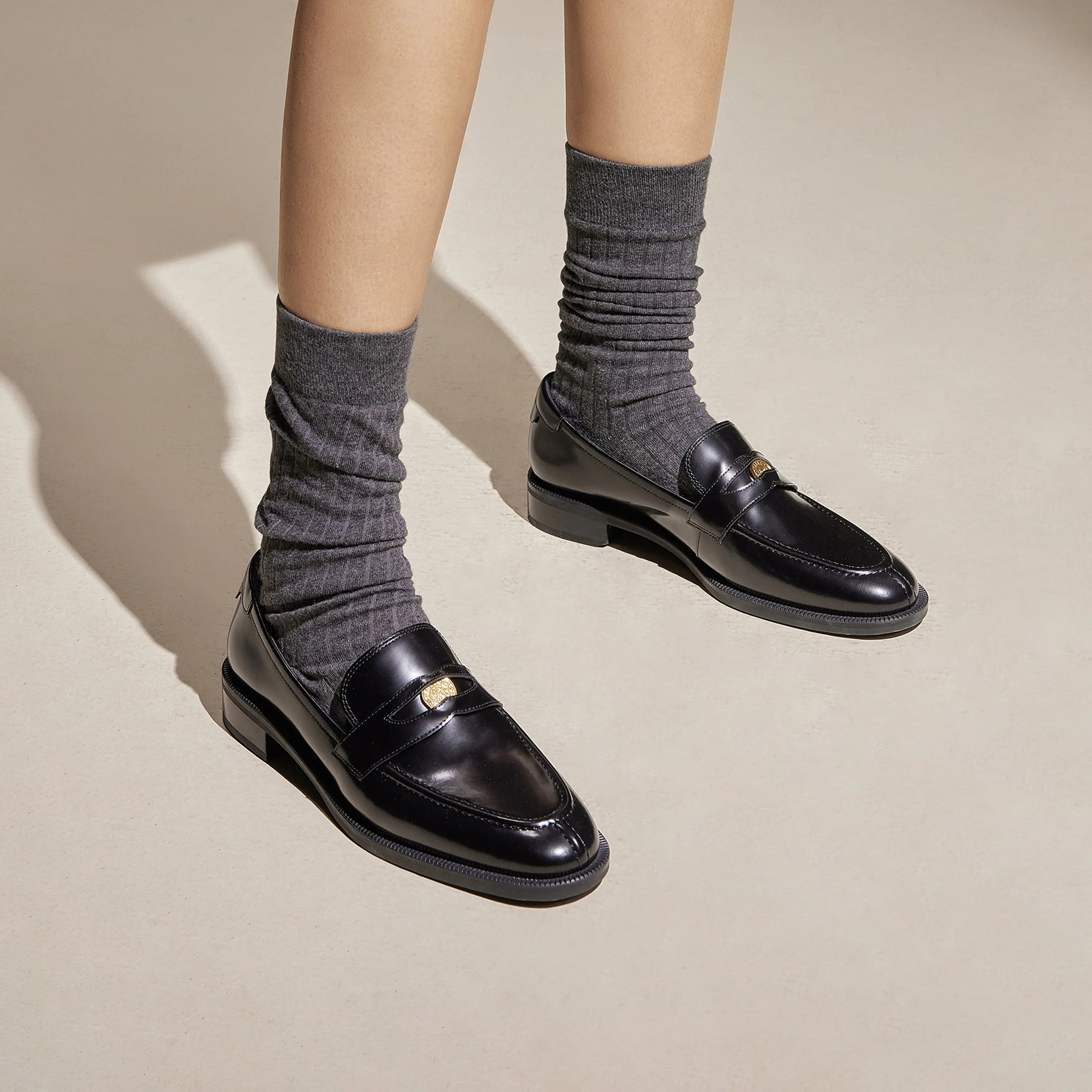 Brown Signature Golden Leaf Penny Loafers