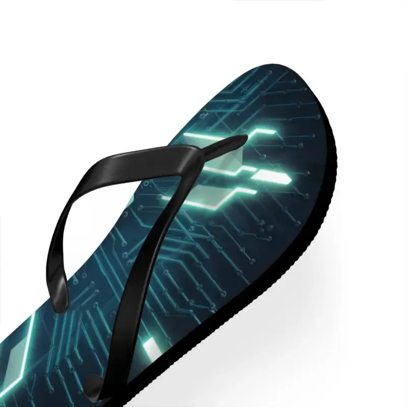 Circuit Pattern Flip Flops Cushioned & Easy Slip