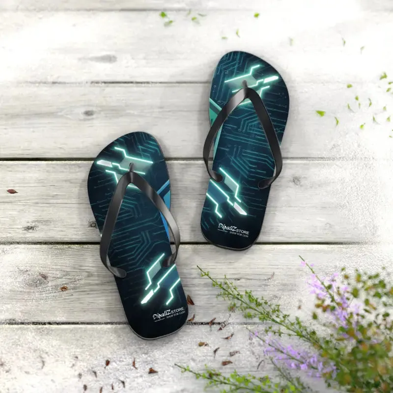 Circuit Pattern Flip Flops Cushioned & Easy Slip