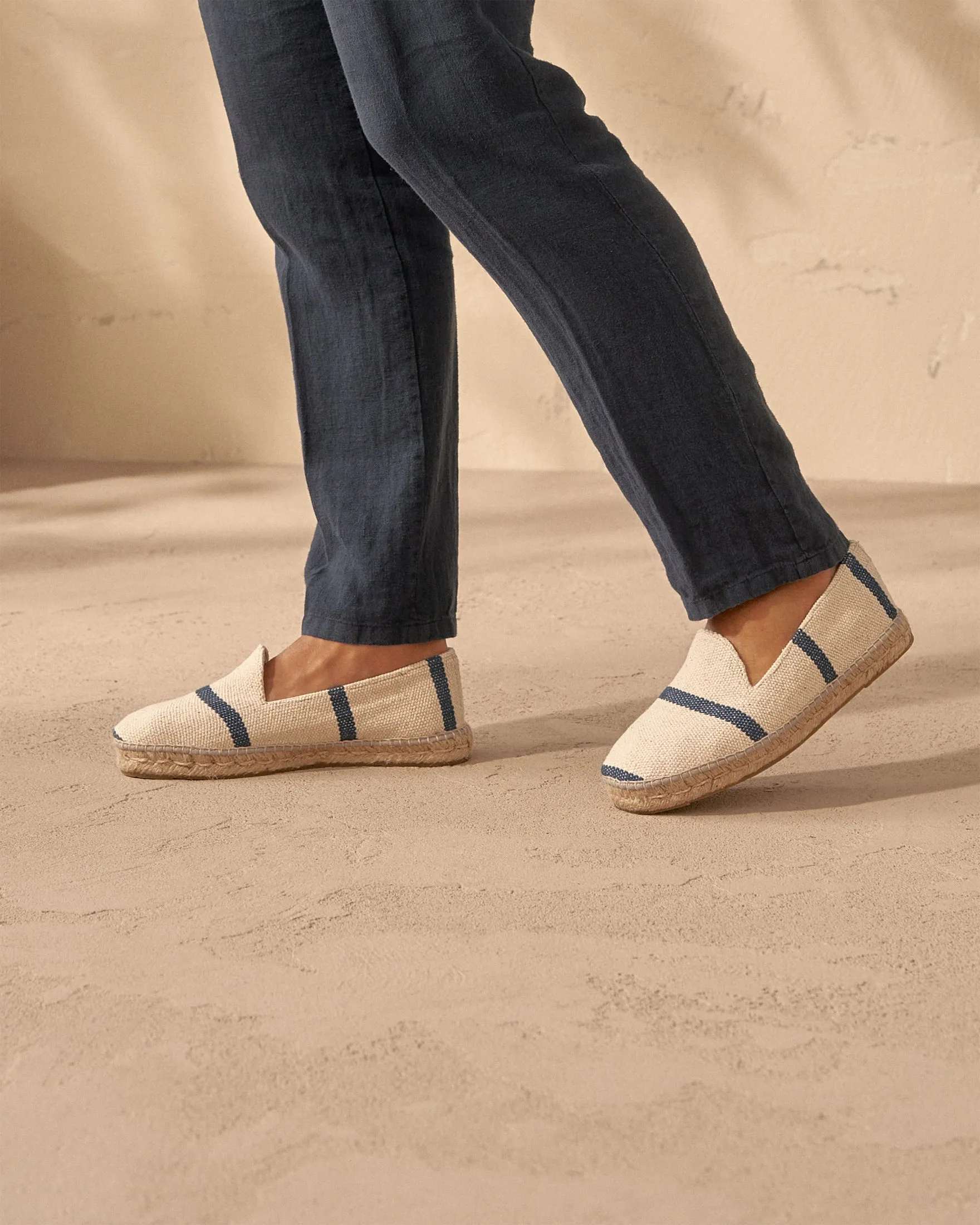 Coarse Woven Canvas Espadrilles - Z13C0 - Yucatán Navy Stripes On Beige