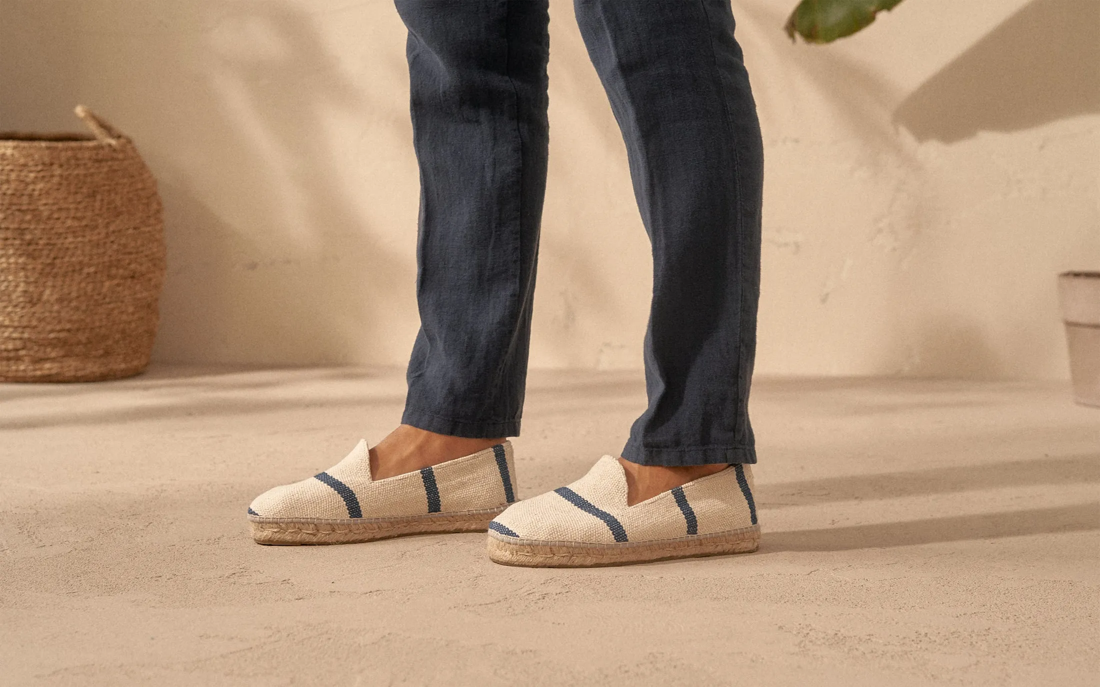 Coarse Woven Canvas Espadrilles - Z13C0 - Yucatán Navy Stripes On Beige