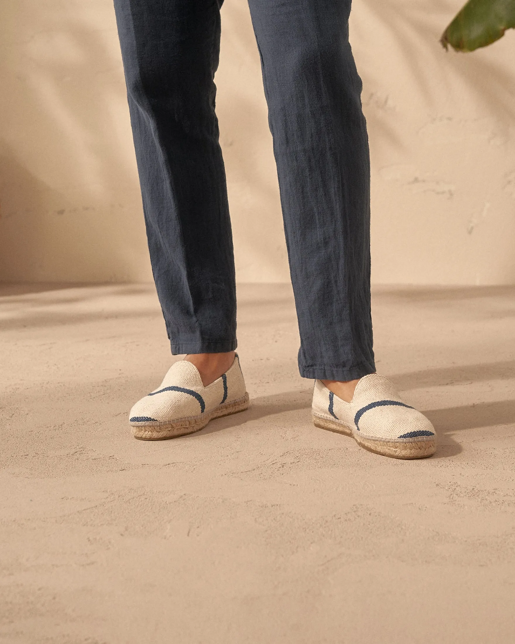 Coarse Woven Canvas Espadrilles - Z13C0 - Yucatán Navy Stripes On Beige