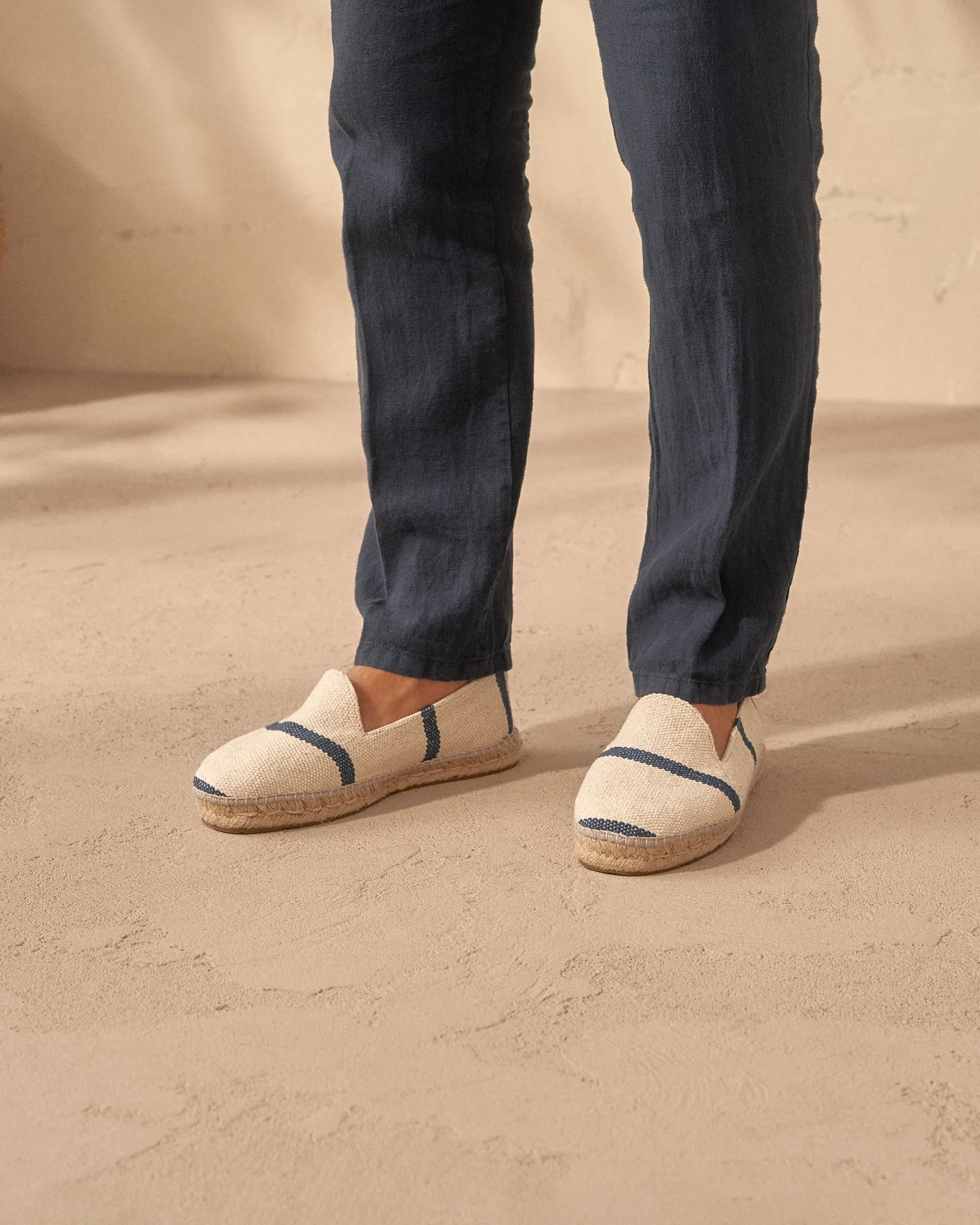 Coarse Woven Canvas Espadrilles - Z13C0 - Yucatán Navy Stripes On Beige