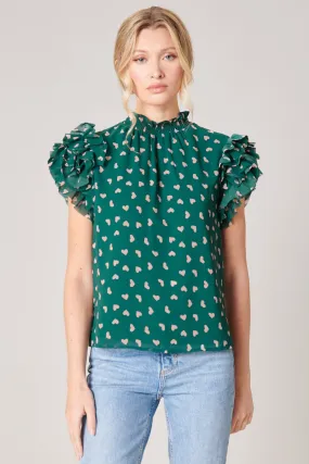 Corazon Brenna Mock Neck Ruffle Blouse
