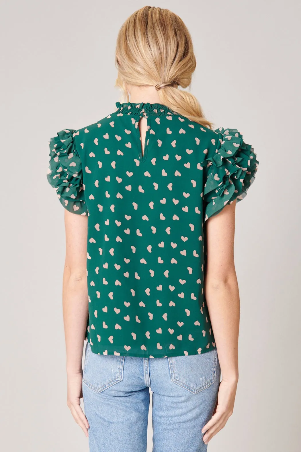 Corazon Brenna Mock Neck Ruffle Blouse