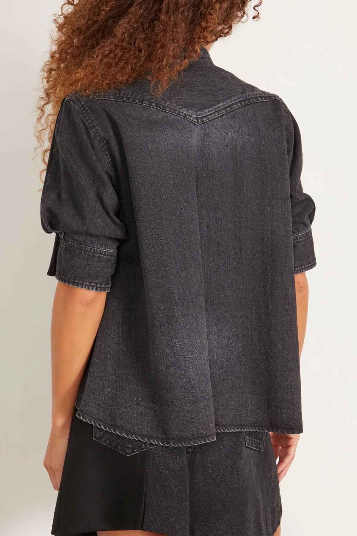 Denim x Knit Cardigan in Black
