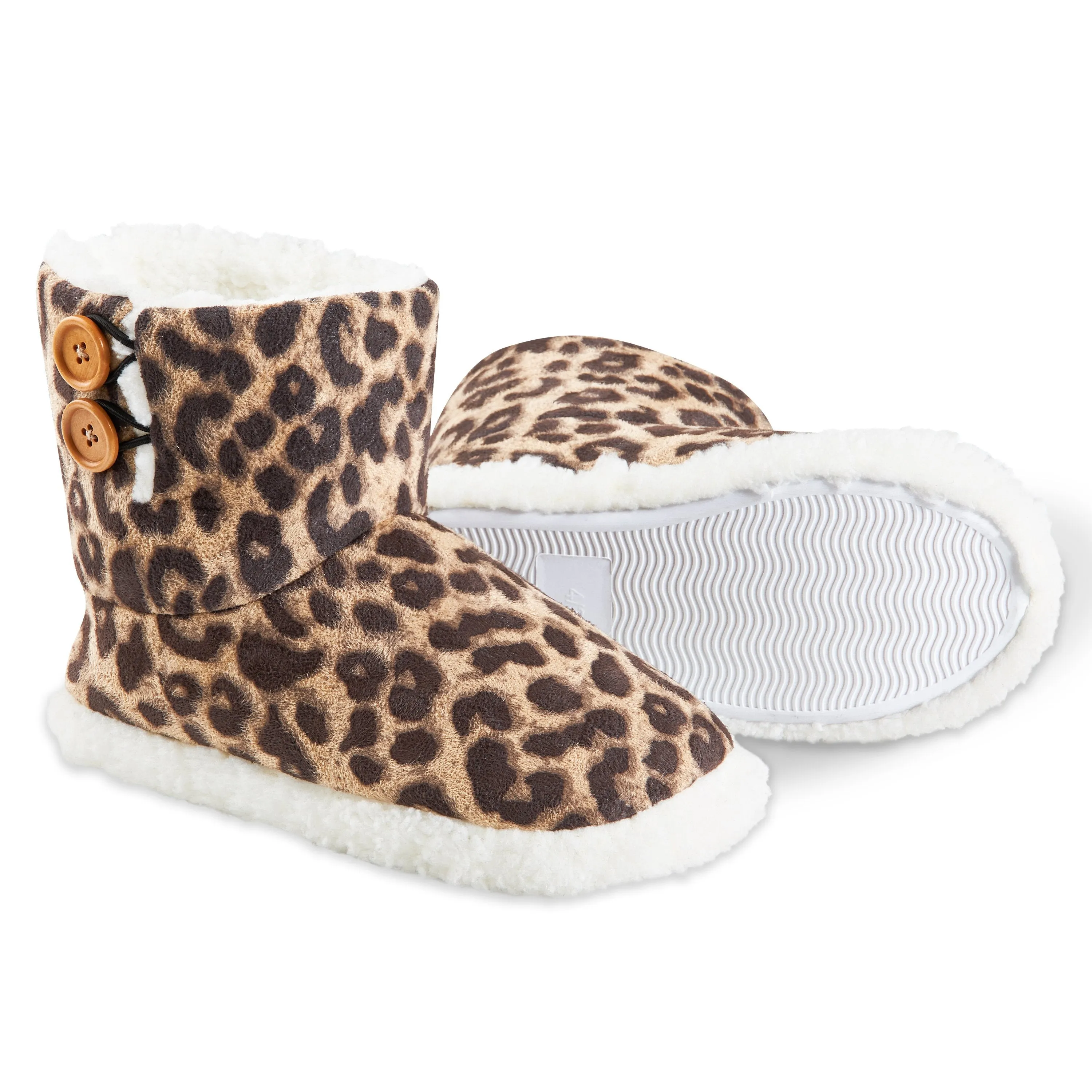 Dunlop Faux Sheepskin Warm Memory Foam Indoor Outdoor Bootie Slippers for Ladies
