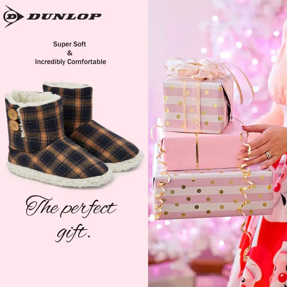 Dunlop Memory Foam Faux Sheepskin Fur Plush Bootie Slippers for Women