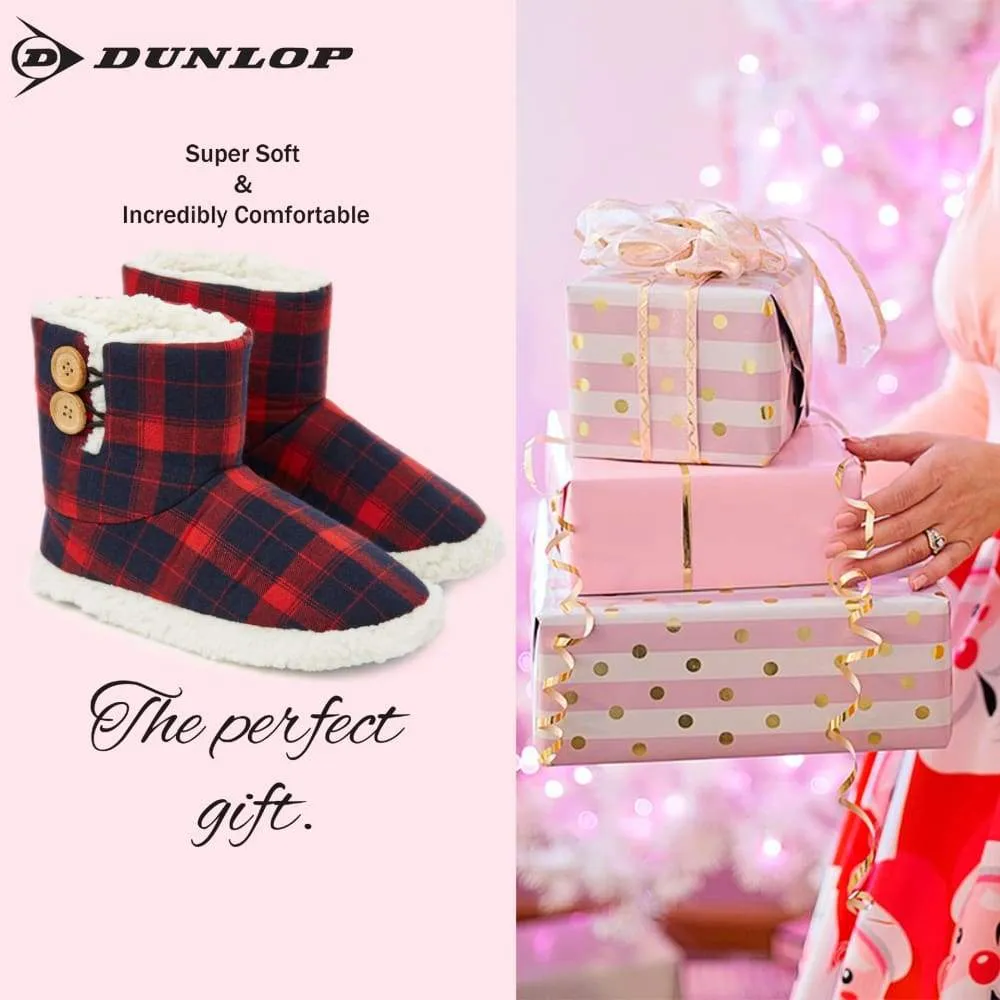 Dunlop Memory Foam Faux Sheepskin Fur Plush Bootie Slippers for Women