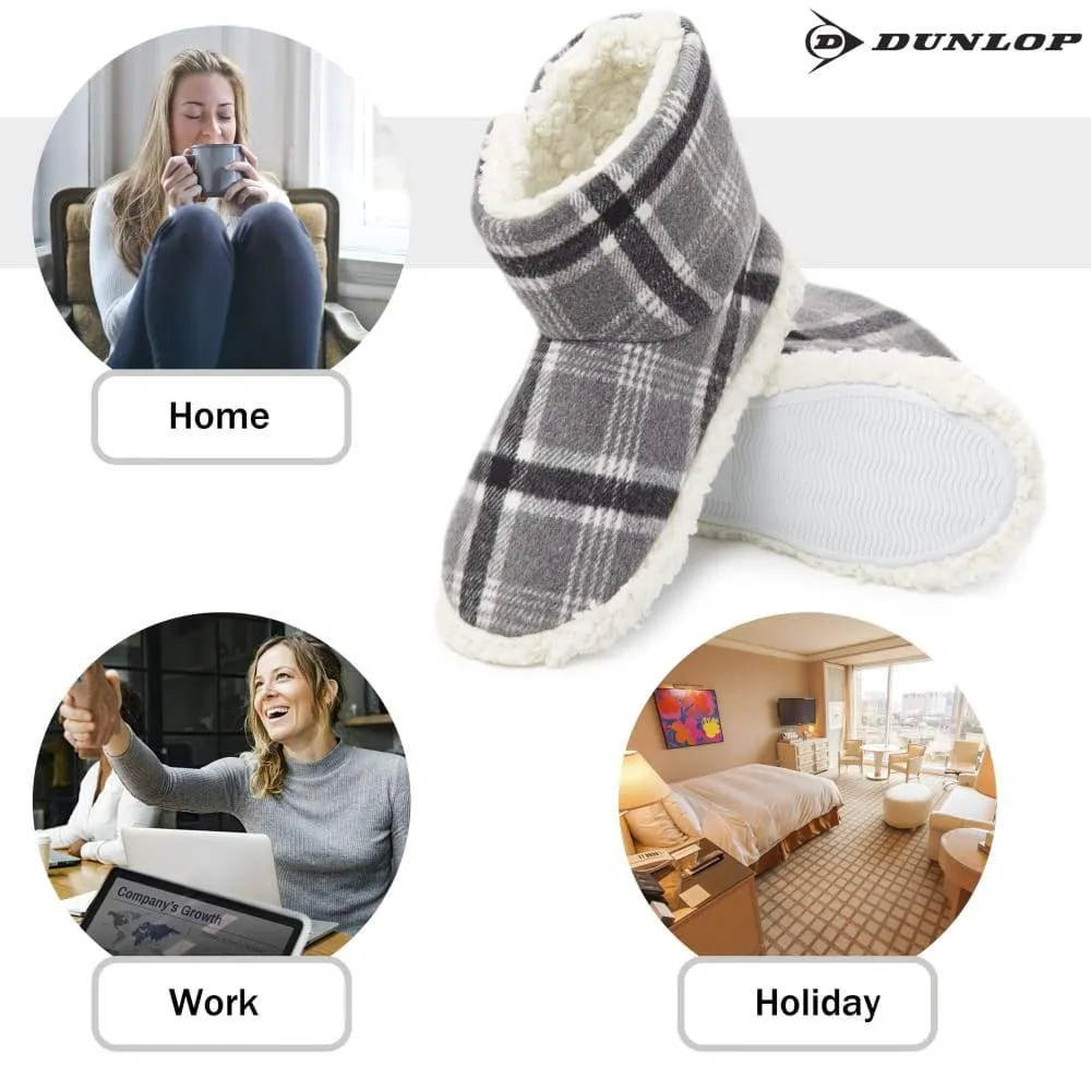 Dunlop Memory Foam Faux Sheepskin Fur Plush Bootie Slippers for Women