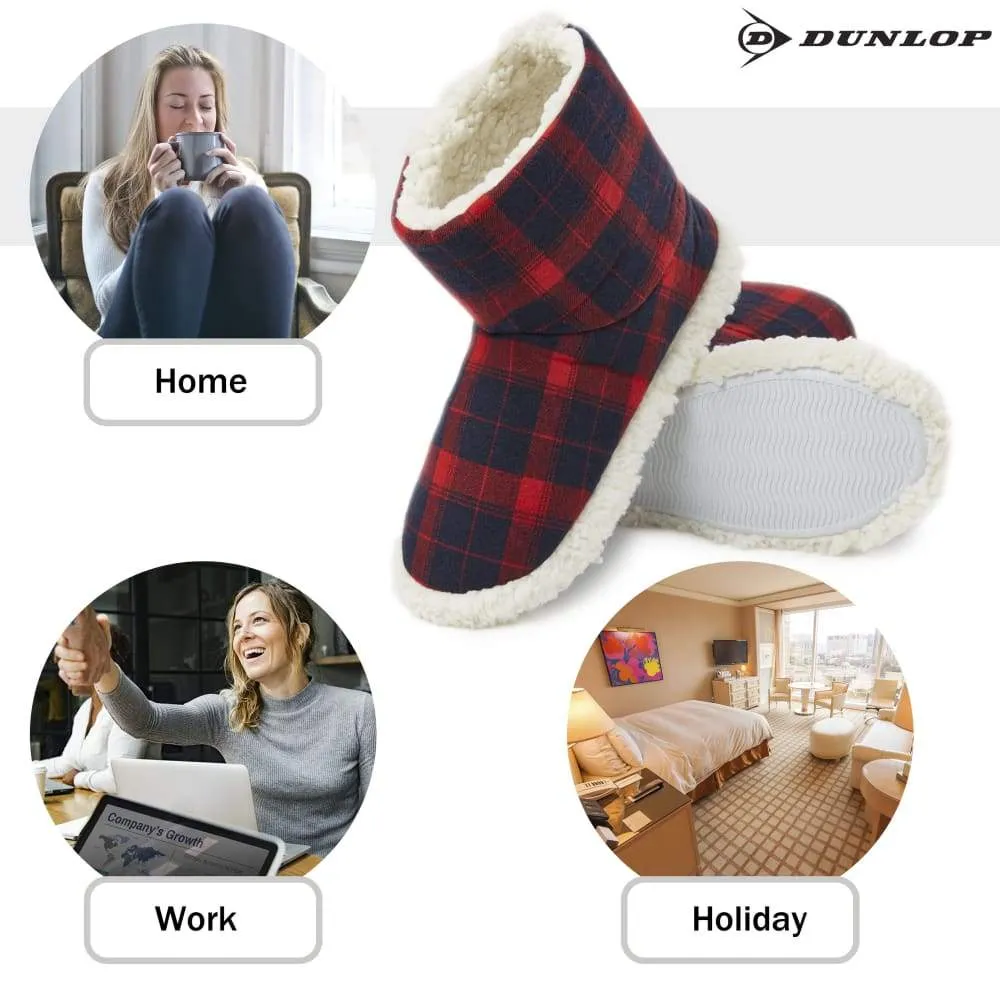Dunlop Memory Foam Faux Sheepskin Fur Plush Bootie Slippers for Women