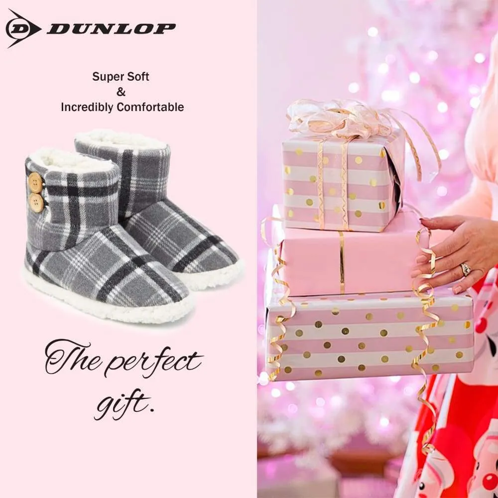 Dunlop Memory Foam Faux Sheepskin Fur Plush Bootie Slippers for Women