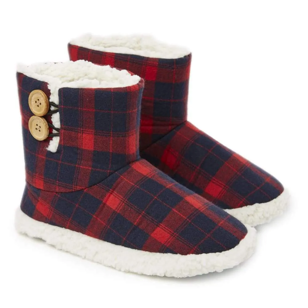 Dunlop Memory Foam Faux Sheepskin Fur Plush Bootie Slippers for Women