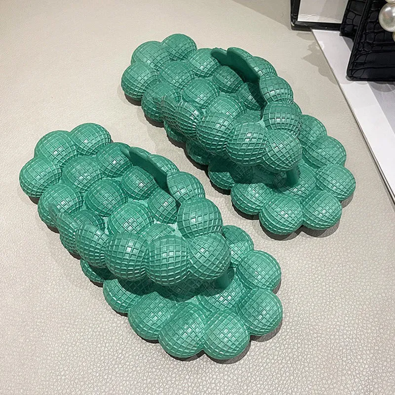 Green Women's Bubble Flip Flop Slides