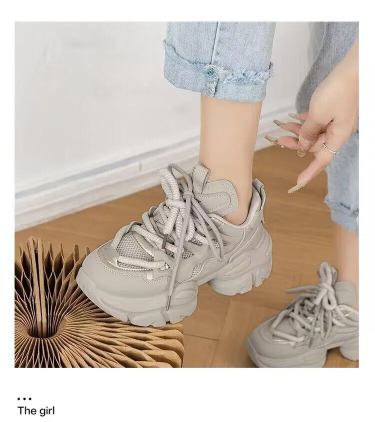 Lace Up Breathable Chunky Sneakers