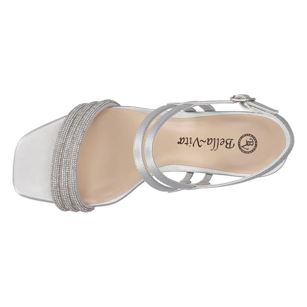 Majesty Metallic Rhinestone Sling Back Sandals