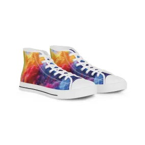 Men's High Top Canvas Sneakers - Multicolored Paint Explosion