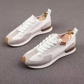 Men's Knit Faux Leather Breathable Sneakers