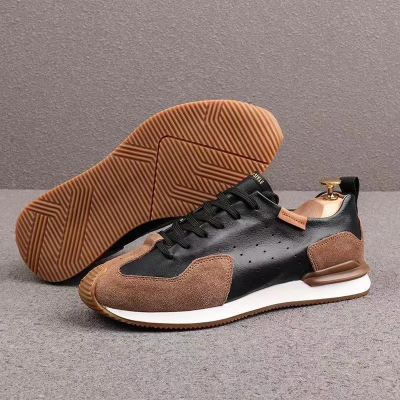 Men's Knit Faux Leather Breathable Sneakers