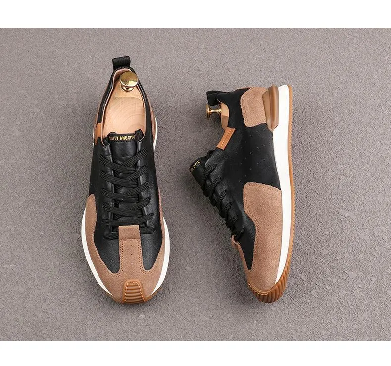 Men's Knit Faux Leather Breathable Sneakers