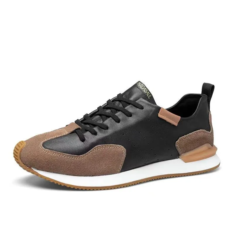 Men's Knit Faux Leather Breathable Sneakers