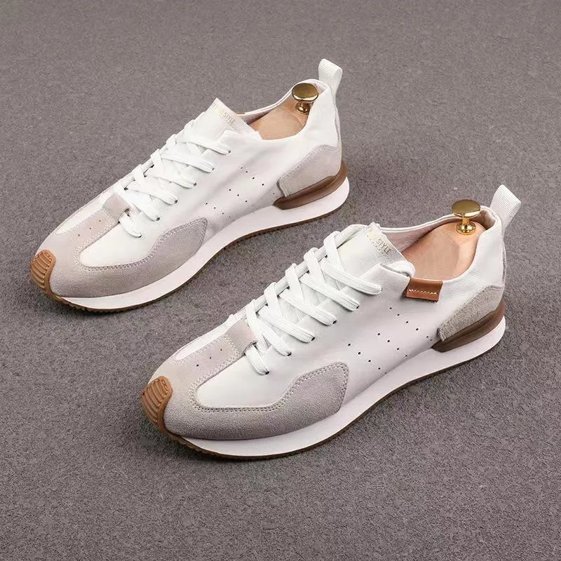 Men's Knit Faux Leather Breathable Sneakers