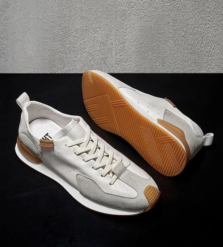 Men's Knit Faux Leather Breathable Sneakers