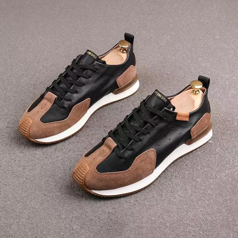 Men's Knit Faux Leather Breathable Sneakers