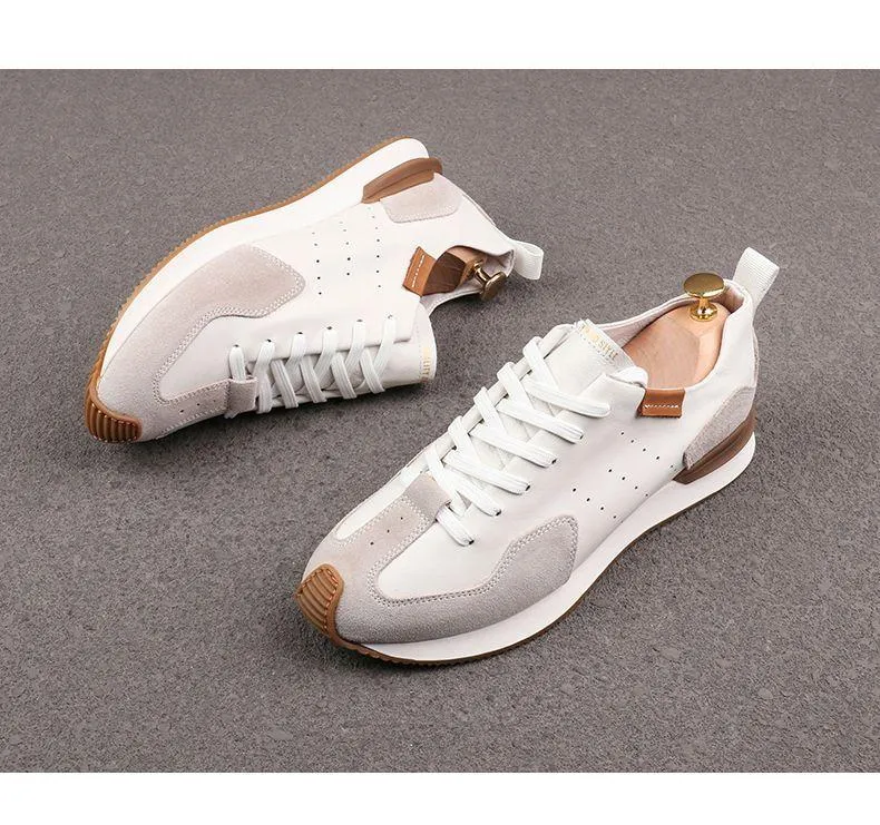 Men's Knit Faux Leather Breathable Sneakers
