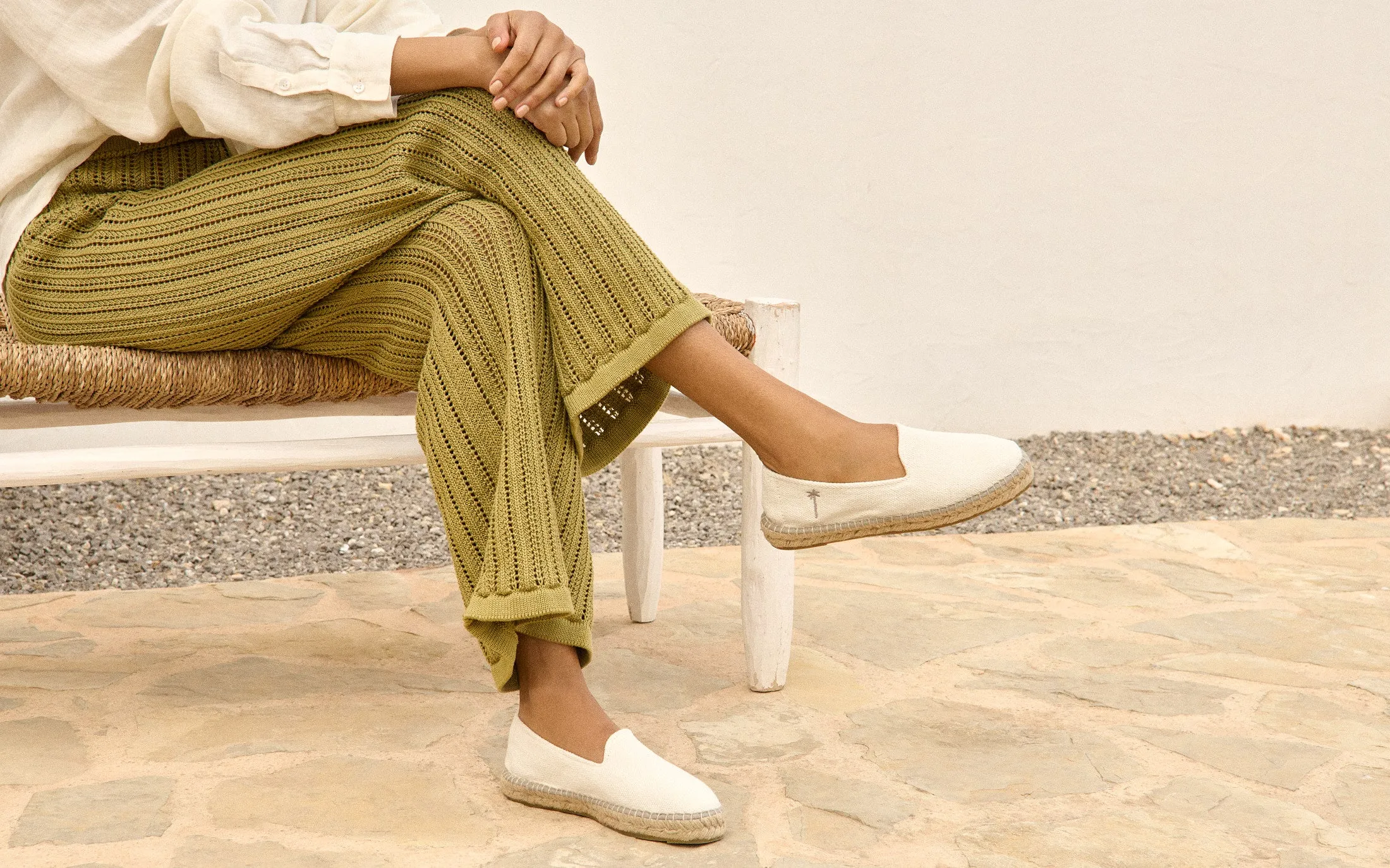 Organic Hemp Flat Espadrilles - O70N0 - La Havana White