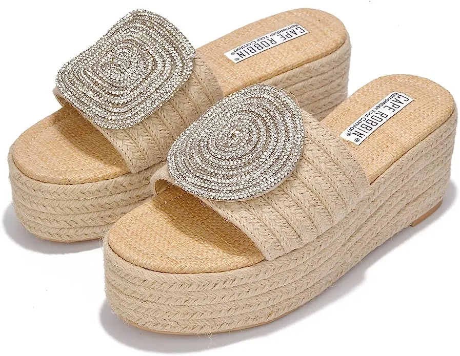 Rhinestone Espadrille Platform Sandals