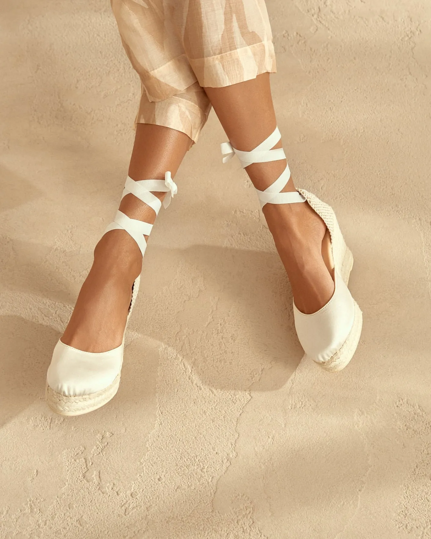 Satin Wedge Espadrilles - L11WV - Love Bridal White