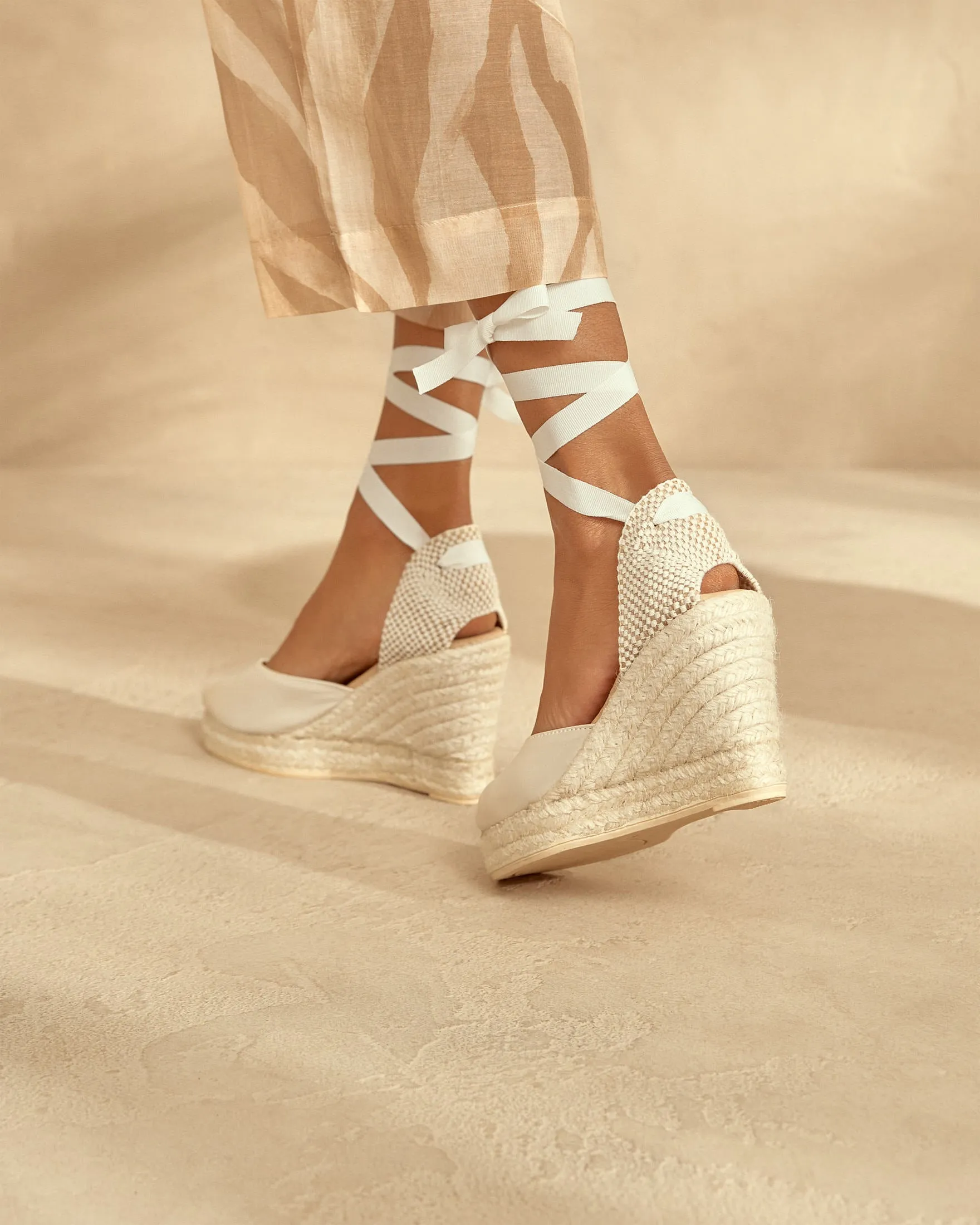 Satin Wedge Espadrilles - L11WV - Love Bridal White