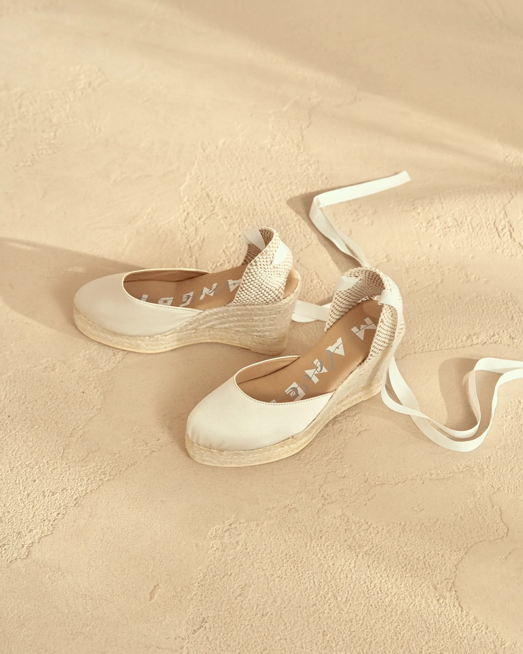 Satin Wedge Espadrilles - L11WV - Love Bridal White