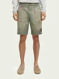 Scotch & Soda De Fave Garment-dyed Twill Shorts Size 34 Grey