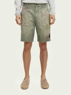 Scotch & Soda De Fave Garment-dyed Twill Shorts Size 34 Grey