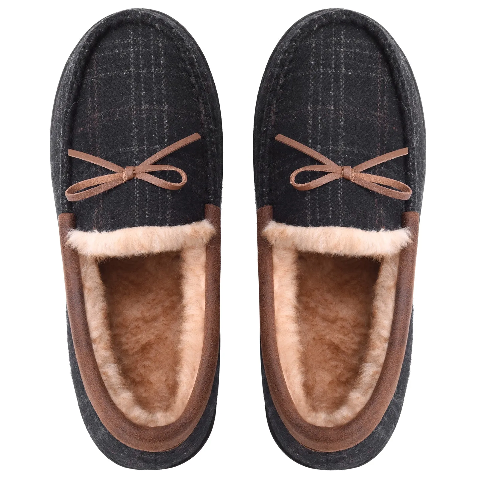 VONMAY Men's Moccasin Slippers Plush Lining Warm House Shoes Faux Fur Soft Memory Foam Indoor & Outdoor