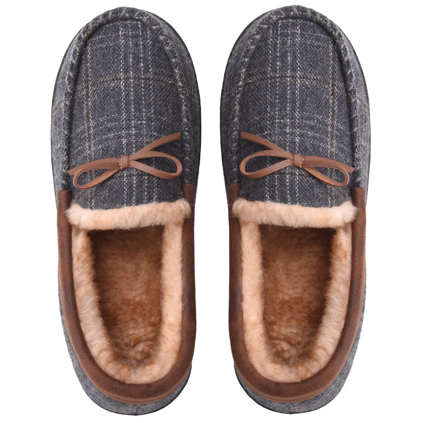 VONMAY Men's Moccasin Slippers Plush Lining Warm House Shoes Faux Fur Soft Memory Foam Indoor & Outdoor