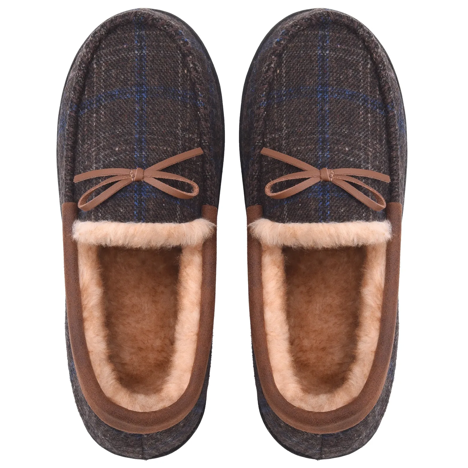 VONMAY Men's Moccasin Slippers Plush Lining Warm House Shoes Faux Fur Soft Memory Foam Indoor & Outdoor