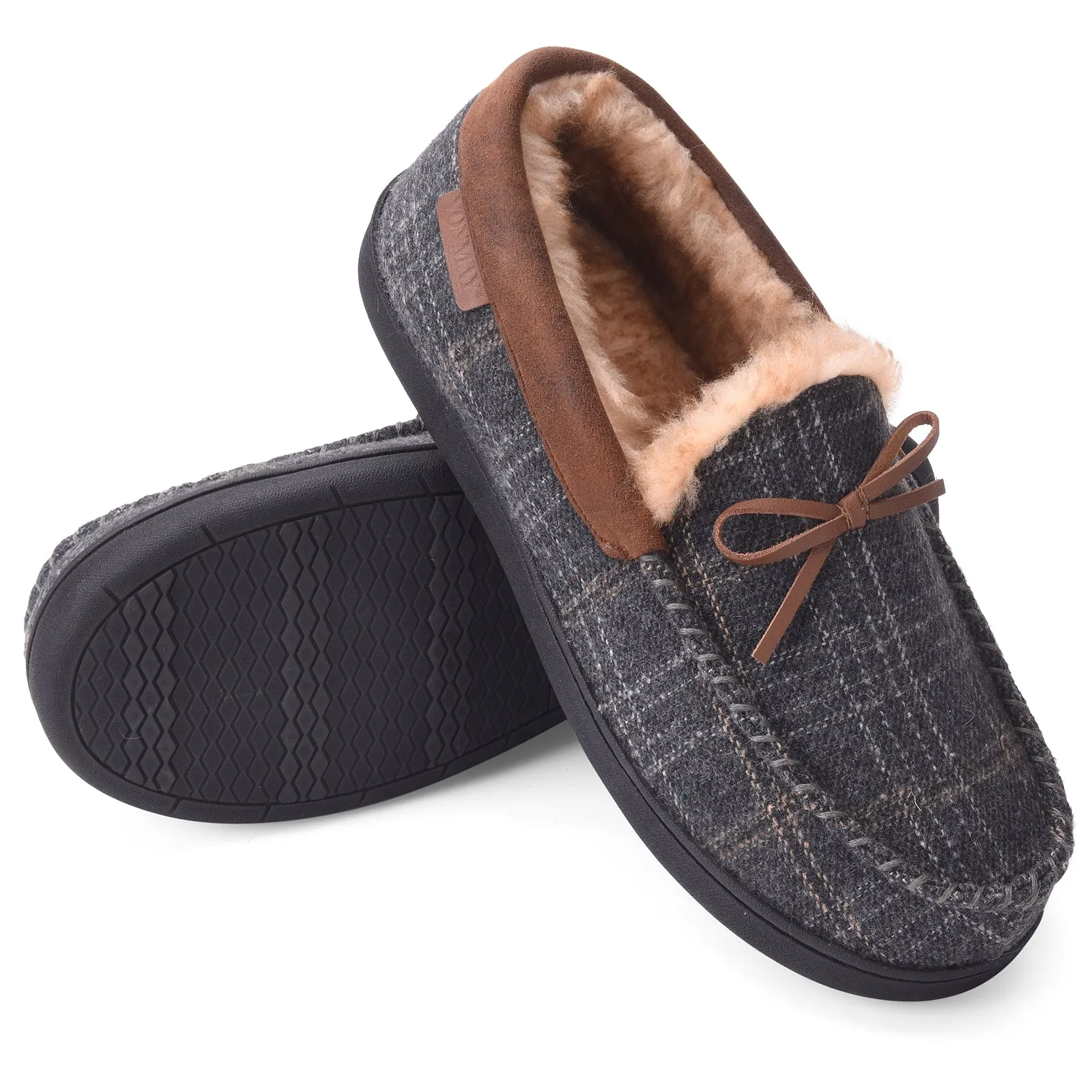 VONMAY Men's Moccasin Slippers Plush Lining Warm House Shoes Faux Fur Soft Memory Foam Indoor & Outdoor