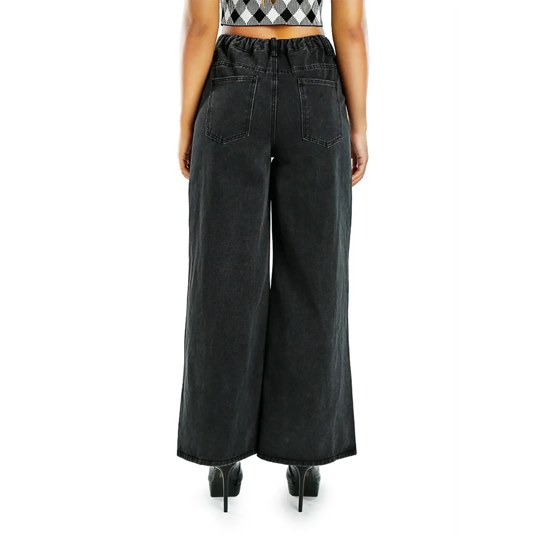 Wide Legged Solid Denim Pants