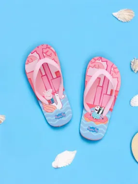 Yellow Bee Peppa Pig Pool Party Flip-Flops for Girls, Multi