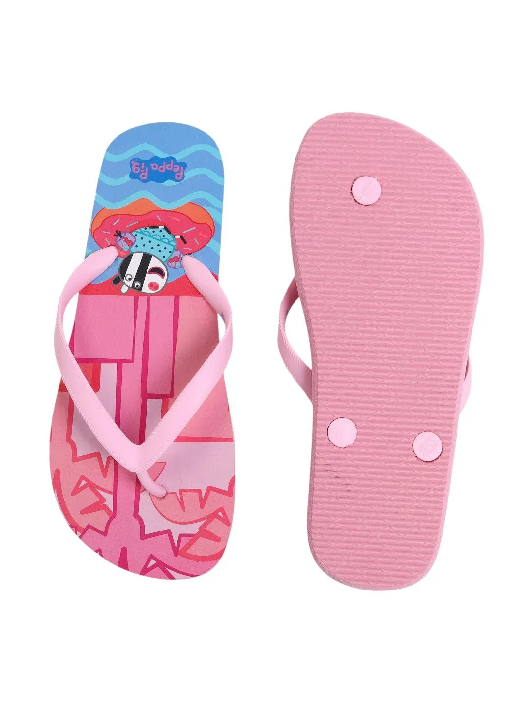 Yellow Bee Peppa Pig Pool Party Flip-Flops for Girls, Multi