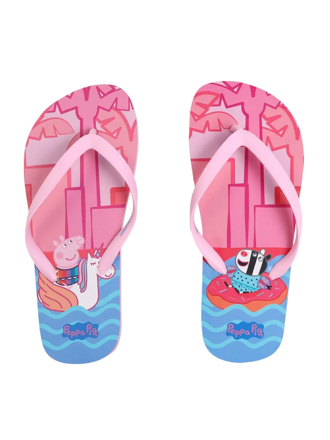 Yellow Bee Peppa Pig Pool Party Flip-Flops for Girls, Multi